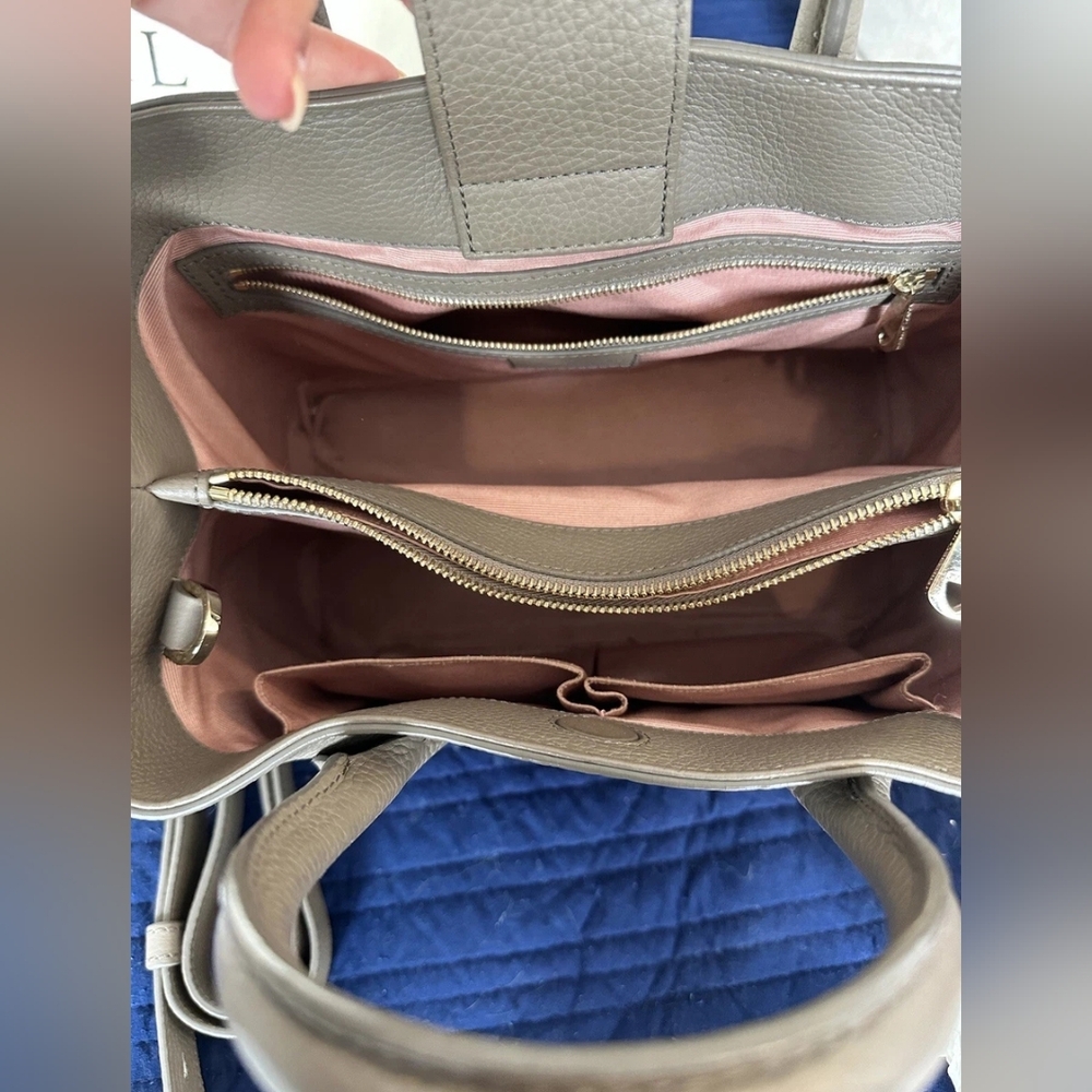 Aspinal Of London. Midi London Tote.Elegant Gray Leather Tote Bag - Picture 3 of 7
